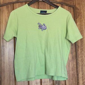 vintage green shirt with frog patch